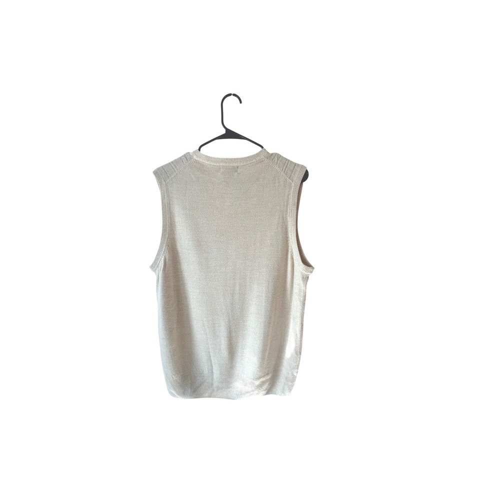 DOCKERS Mens V Neck Cable Knit Sweater Vest M‎ Beige Acrylic Sleeveless - Picture 3 of 5